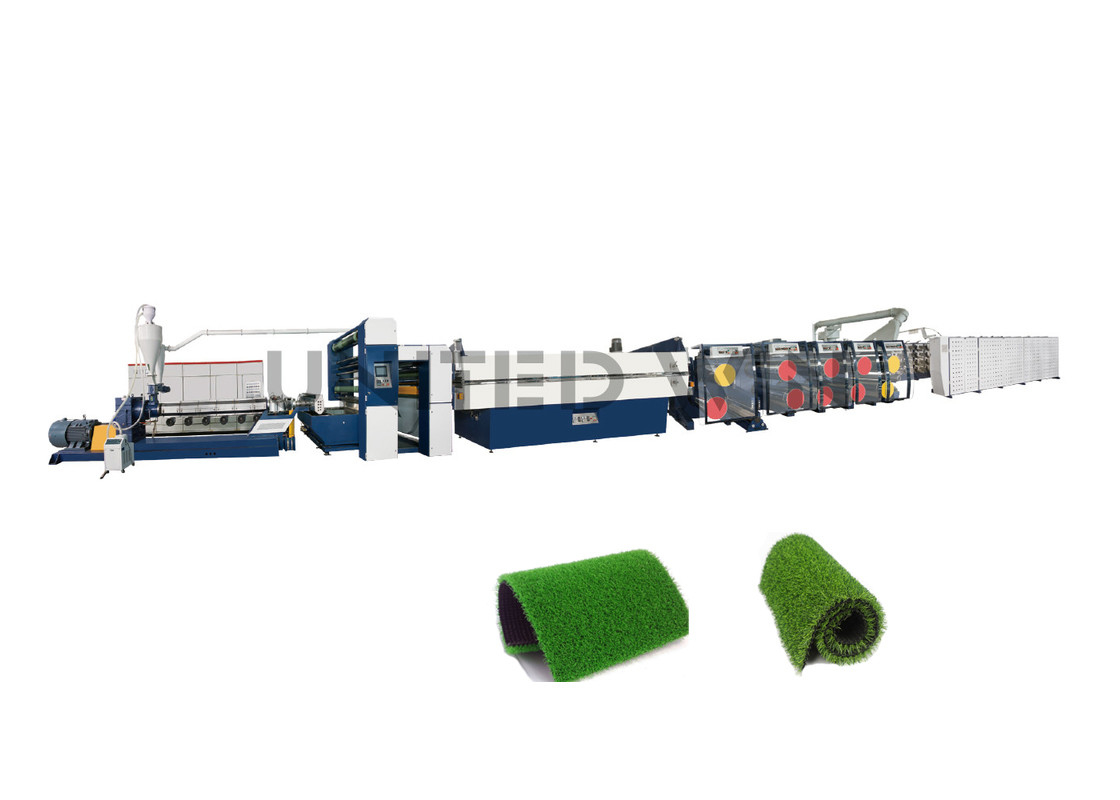 LDPE PP Artificial Grass Stretching Production Line Artificial Turf Flat Yarn Filament Extrusion Machine